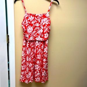 LOFT Red and white floral sun dress. SP